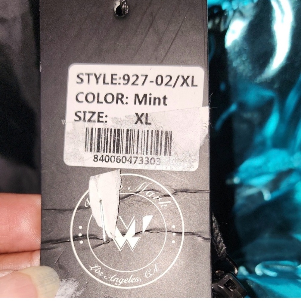 White Mark Metallic Blue Puffer Coat with Faux Fur Trim - Picture 10 of 10